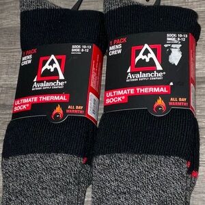 Avalanche 2 Pairs All Day Warmth Ultimate Thermal Winter Socks Size 10-13 NWT